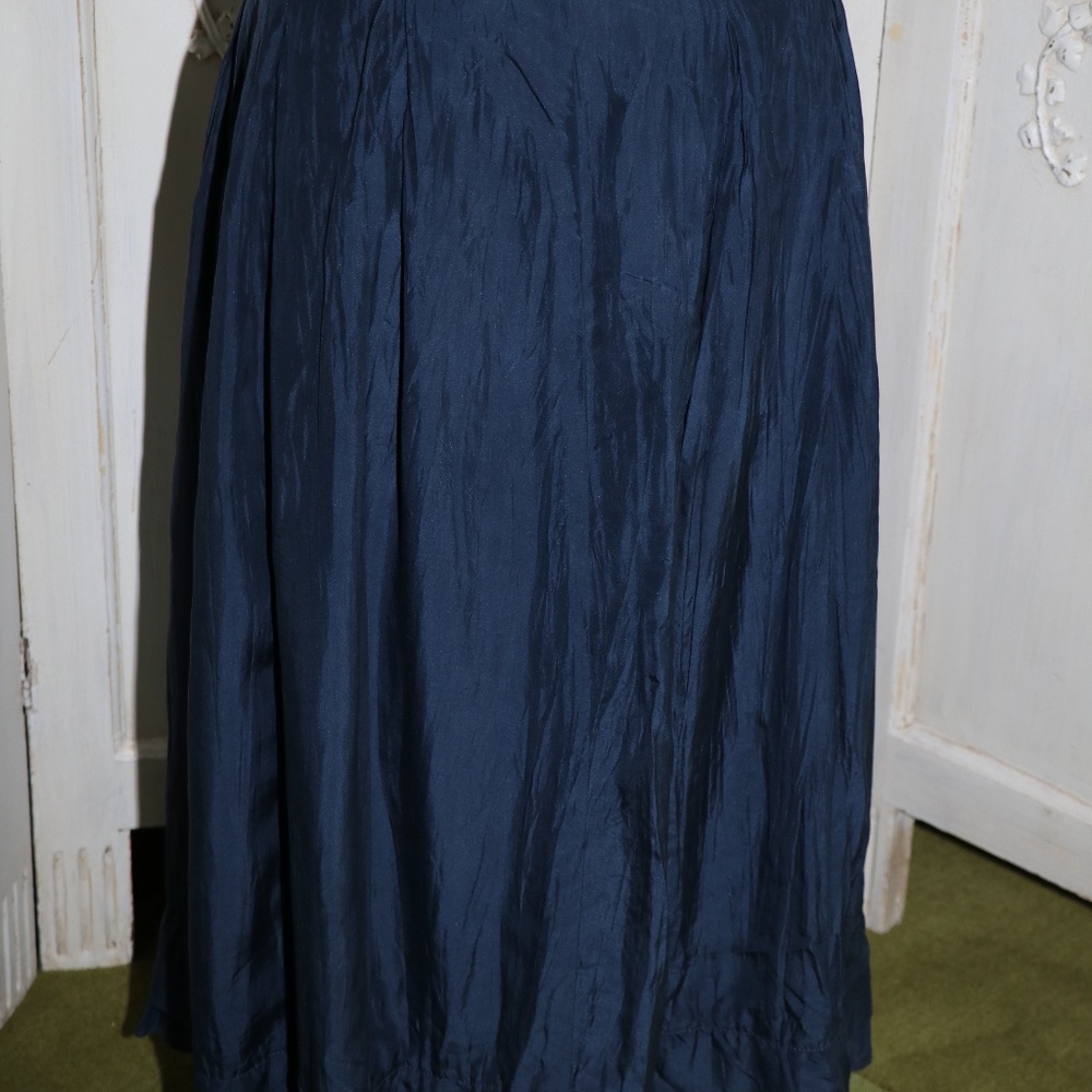 Blue silk midi skirt